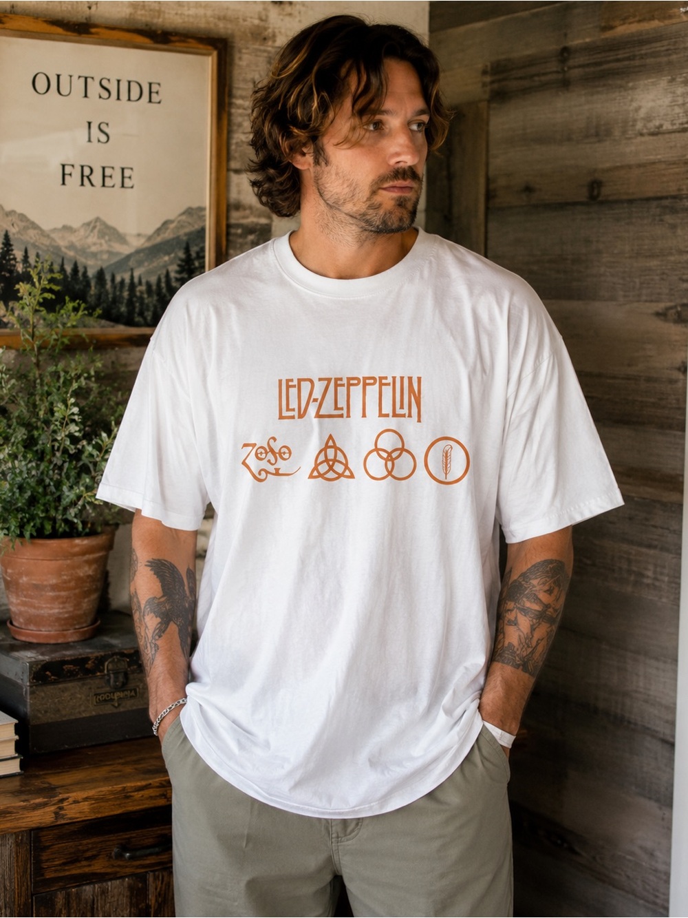 Led Zeppelin White Short-Sleeve Logo T-Shirt 2XL